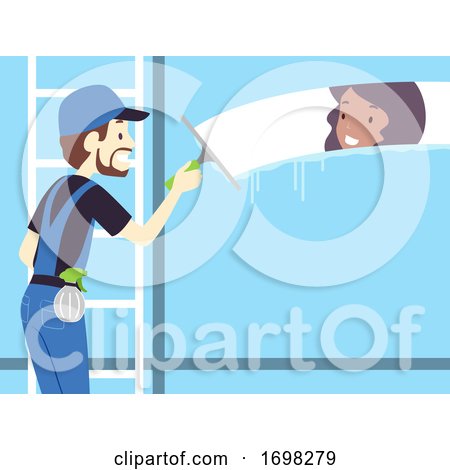 Man Window Washer Job Illustration by BNP Design Studio