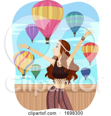 Teen Girl Festival Hot Air Balloon Illustration by BNP Design Studio