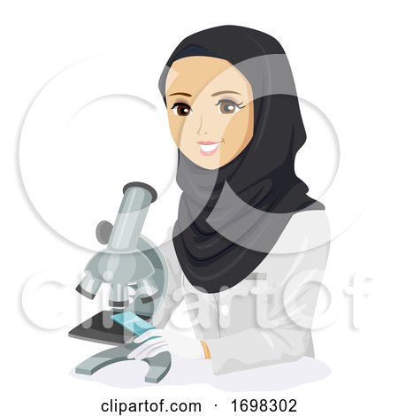 Teen Girl Qatar Student Microscope Illustration by BNP Design Studio