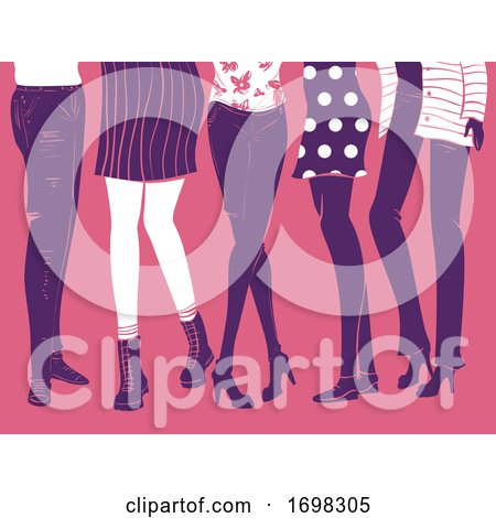 Girls Group Feet Flat Fashion Illustration by BNP Design Studio