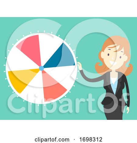 Girl Work Play Wheel Spinner Game Illustration by BNP Design Studio
