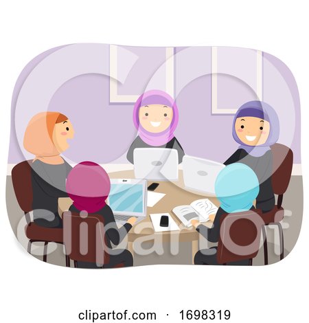 Teens Girls Qatar Group Study Illustration by BNP Design Studio