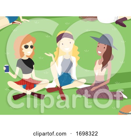 Teen Girls Festival Park Illustration by BNP Design Studio