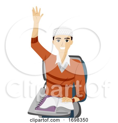 Teen Guy Muslim Raise Hands Illustration by BNP Design Studio
