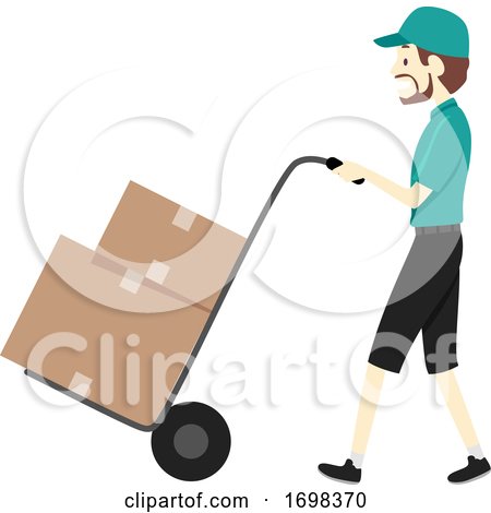 Man Moving Business Cart Illustration by BNP Design Studio