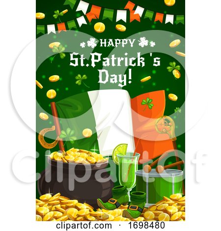 Irish Shamrock, Gold and Flag. Patricks Day by Vector Tradition SM