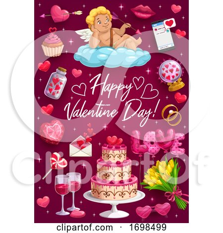 Greetings on Valentines Day, Passion Love Symbols Posters, Art Prints