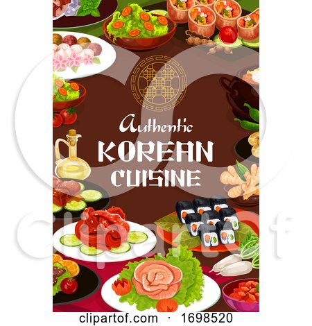 Authentic Korean Cuisine Food Dishes, Cafe Menu by Vector Tradition SM