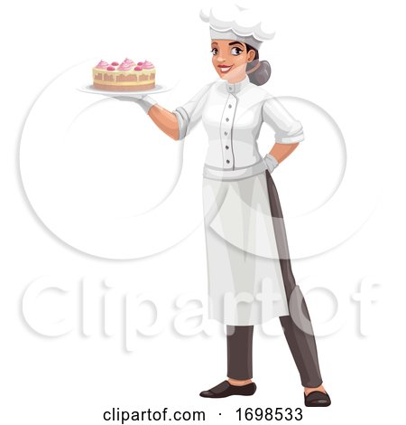Female Chef Holding a Cake by Vector Tradition SM