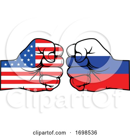 America and Russia Flag Fists by Vector Tradition SM