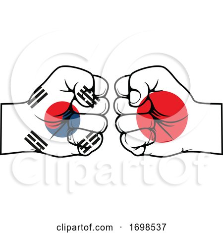 Japan and South Korea Flag Fists by Vector Tradition SM