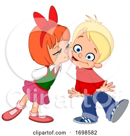 Cartoon Girl Kissing a Boy on the Cheek by yayayoyo