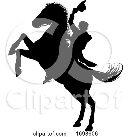 Cowboy Riding Horse Silhouette by AtStockIllustration