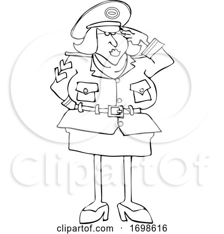 Cartoon Army Woman Saluting by djart