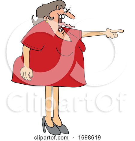 Cartoon Angry Woman Screaming and Pointing with Her Tonge Waving by djart