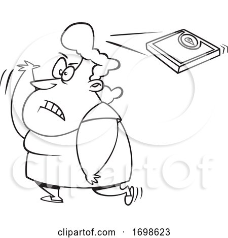 Black and White Fat Woman Throwing a Scale over Her Shoulder by toonaday