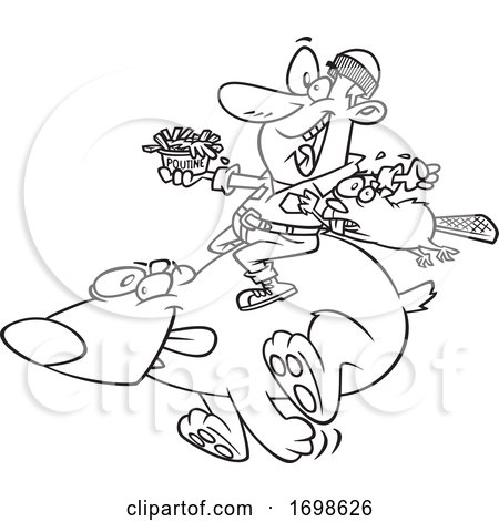 Black and White Lumberjack Holding French Fries and a Beaver on a Running Polar Bear CanajunEh by toonaday
