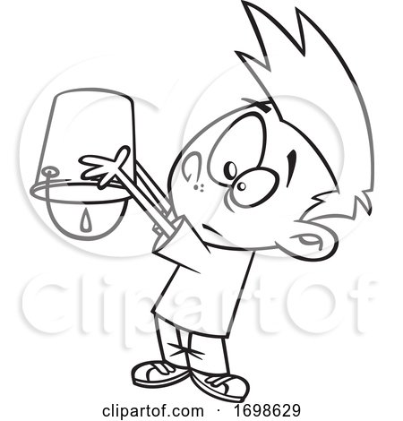 Black and White Boy with a Drop in the Bucket by toonaday