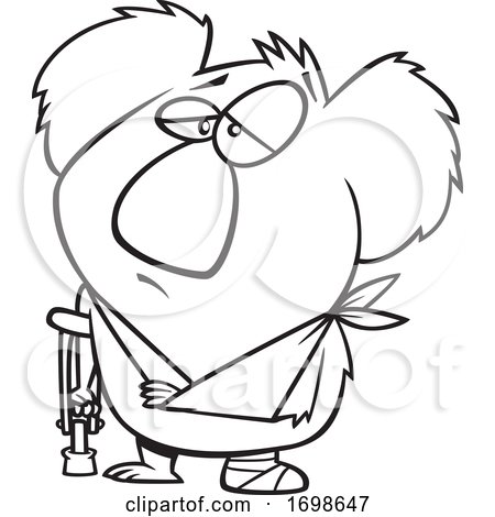 Black and White Injured Koala with an Arm Sling and Crutch by toonaday