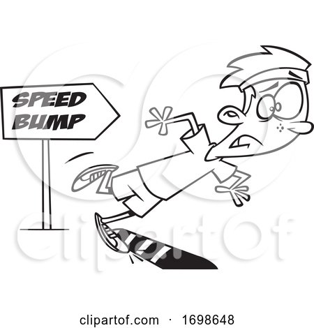 Black and White Runner Boy Tripping over a Speed Bump by toonaday