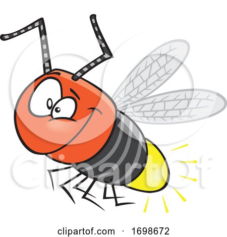 Cartoon Happy Firefly Bug by toonaday