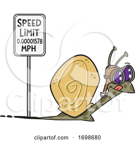 Cartoon Snail Passing a Speed Limit Sign by toonaday