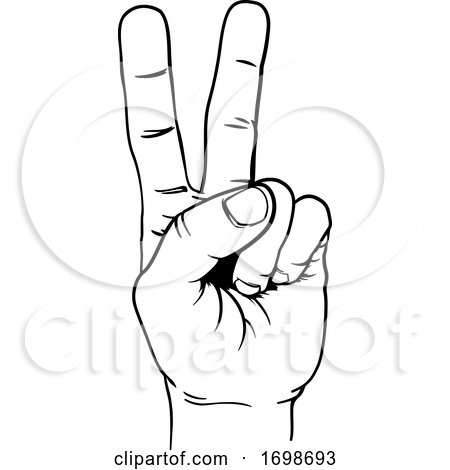 Peace Victory Hand Two Finger Sign by AtStockIllustration