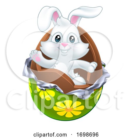 Easter Bunny Rabbit Breaking out of Chocolate Egg by AtStockIllustration