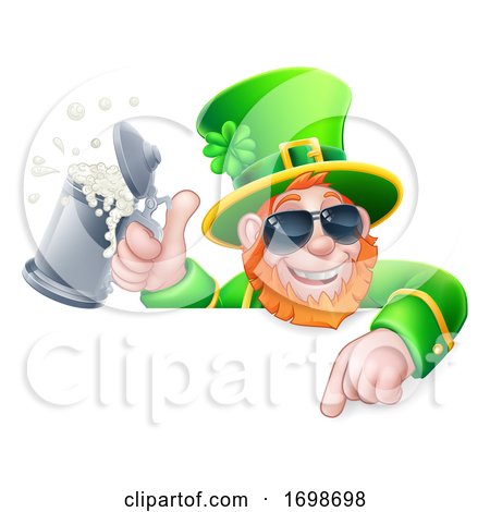 Leprechaun St Patricks Day Cool Cartoon Sign by AtStockIllustration