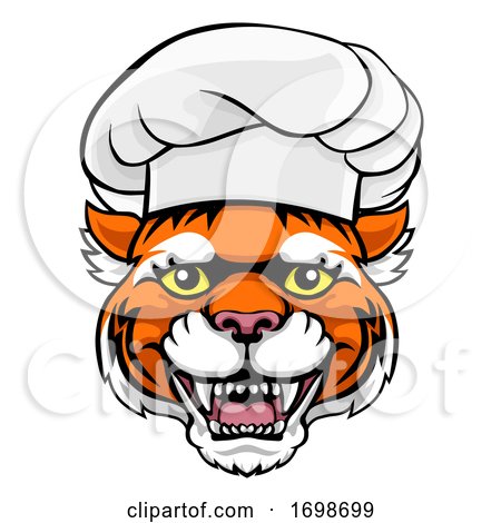 Tiger Chef Mascot Cartoon Character by AtStockIllustration