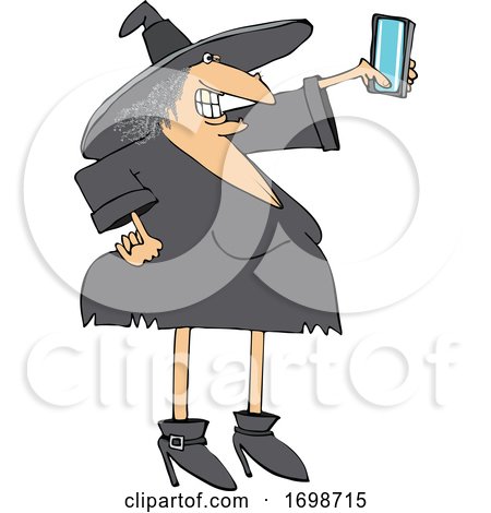 Cartoon Chubby Witch Taking a Selfie by djart