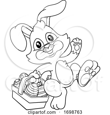 Easter Bunny Rabbit Eggs Basket Cartoon by AtStockIllustration