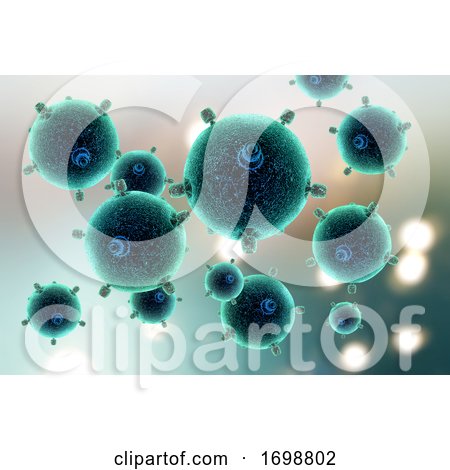 3D Medical Background with a Collection of Abstract Virus Cells by KJ Pargeter