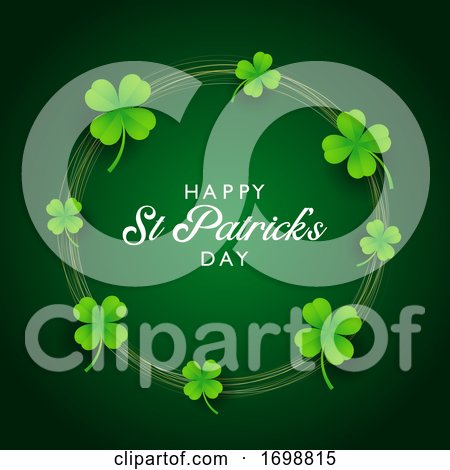 St Patricks Day Background with Clover and Gold Circles by KJ Pargeter