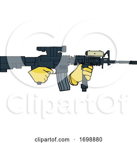 Hands Holding an Automatic Carbine Rifle by LaffToon