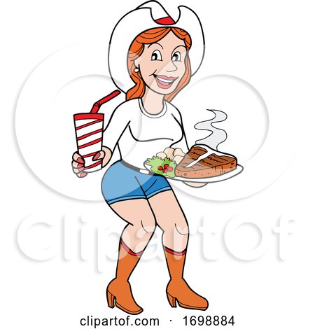 Cartoon, Cowboy Horse, Horse, Horses, Horse Cowboy, Guitar, Beer, Bbq, Barbecue, Barbeque, Meat, Food, Steak, Soda, Western, Auctioneer, People, Person, Woman, Women, Female, Lady, by LaffToon
