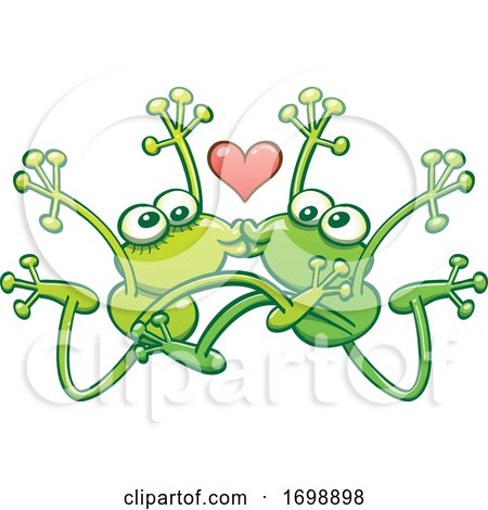 Frogs in Love Performing an Acrobatic Kiss by Zooco