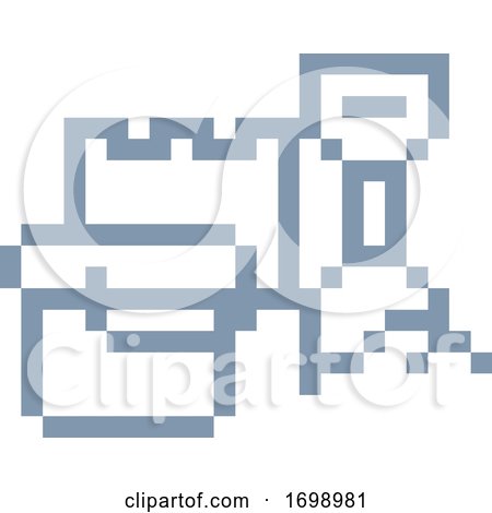 Bucket Spade Sandcastle Pixel 8 Bit Game Art Icon by AtStockIllustration