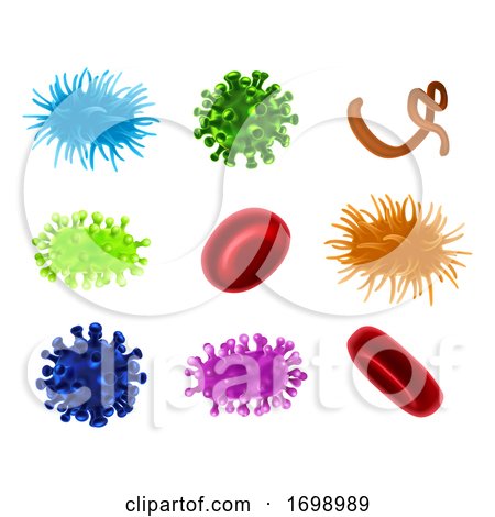 Virus Bacteria Germs Blood Cells Set by AtStockIllustration