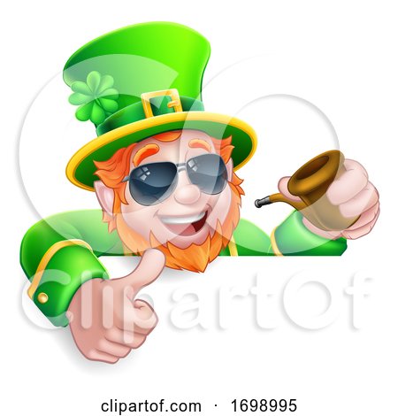 Leprechaun St Patricks Day Cartoon Sunglasses Sign by AtStockIllustration