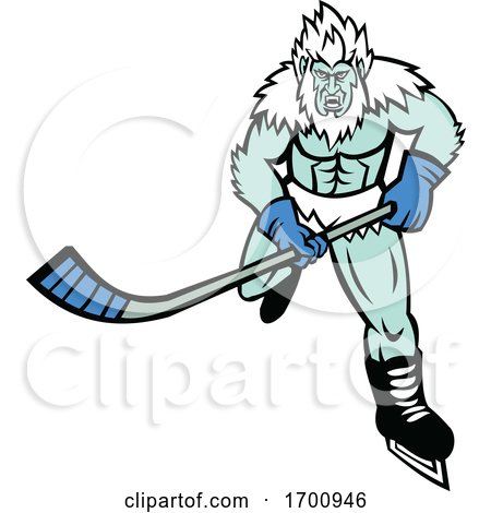 Abominable Snowman Ice Hockey Player Mascot by patrimonio