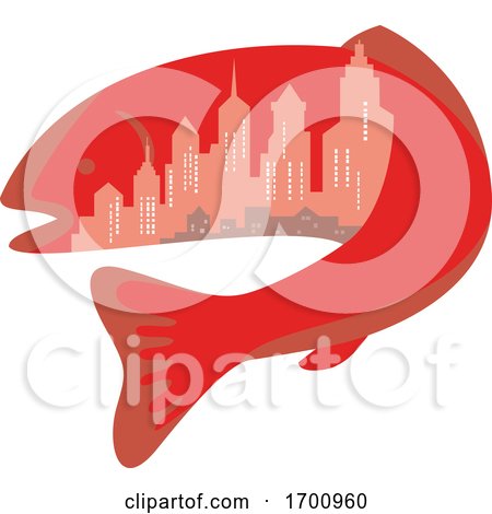 Trout with Building Skyline Inside Icon by patrimonio