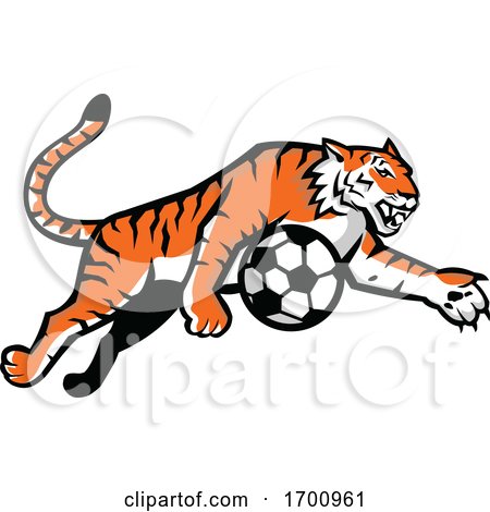 Tiger Jumping Soccer Ball Mascot by patrimonio