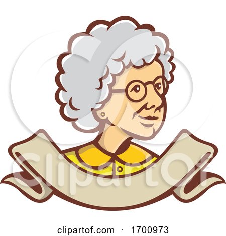 Granny Looking to the Side over a Banner by patrimonio