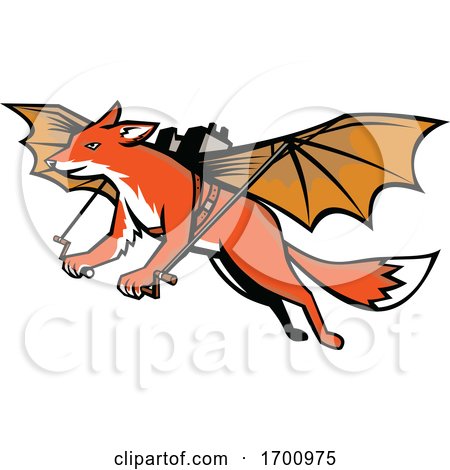 Flying Fox with Mechanical Wings Mascot by patrimonio