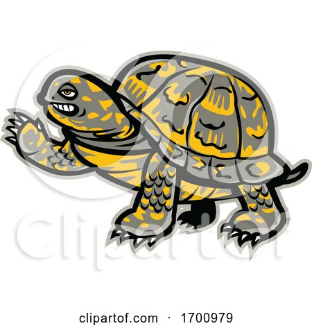 Eastern Box Turtle Waving Mascot by patrimonio