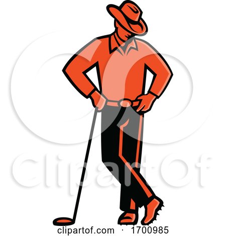 Cowboy Golfer Leaning on a Club by patrimonio