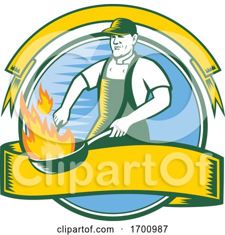 Chef-flaming-pan-cooking-CIRC by patrimonio