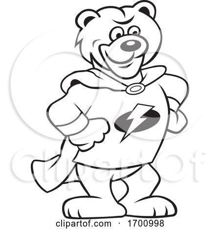 Cartoon Black and White Super Hero Bear Mascot by Johnny Sajem