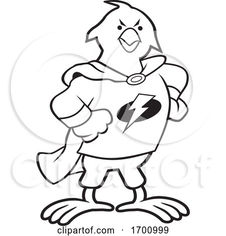 Cartoon Black and White Super Hero Bird Mascot by Johnny Sajem